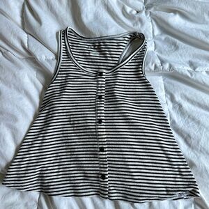 Art Class Girls Black and White Striped Swing Tank Size M VGUC